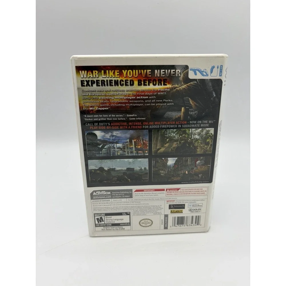 Call of Duty: World at War (Nintendo Wii, 2008 Video Game Shooter) Disc + Case